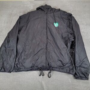Starbucks Logo Black Hooded Windbreaker Jacket Men Full‎ Zip Lightweight